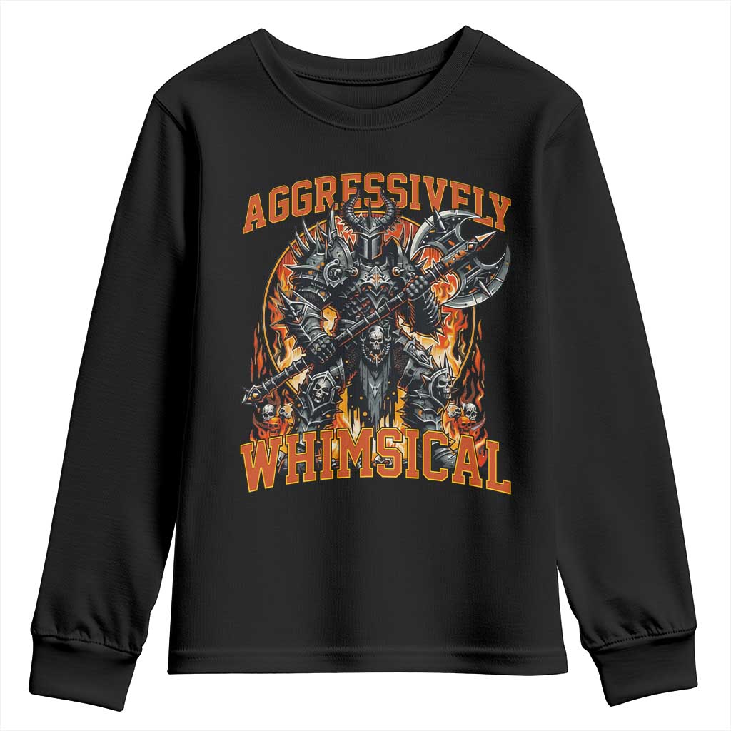 Chaotic Knight Metalcore Edgy Meme Aggressively Whimsical Youth Sweatshirt Armor Metalheads Fairycore Tendencies TS02 Black Print Your Wear