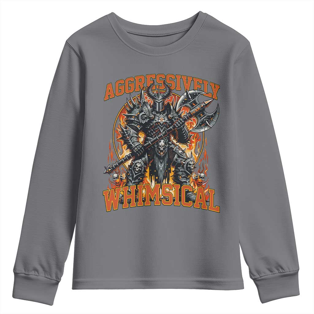 Chaotic Knight Metalcore Edgy Meme Aggressively Whimsical Youth Sweatshirt Armor Metalheads Fairycore Tendencies TS02 Charcoal Print Your Wear