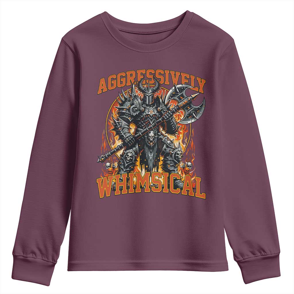 Chaotic Knight Metalcore Edgy Meme Aggressively Whimsical Youth Sweatshirt Armor Metalheads Fairycore Tendencies TS02 Maroon Print Your Wear