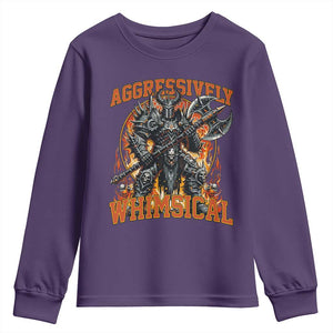 Chaotic Knight Metalcore Edgy Meme Aggressively Whimsical Youth Sweatshirt Armor Metalheads Fairycore Tendencies TS02 Purple Print Your Wear