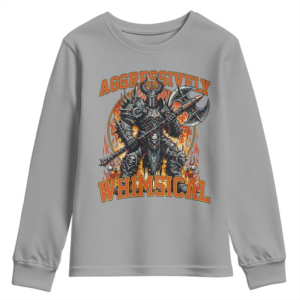 Chaotic Knight Metalcore Edgy Meme Aggressively Whimsical Youth Sweatshirt Armor Metalheads Fairycore Tendencies TS02 Sport Gray Print Your Wear