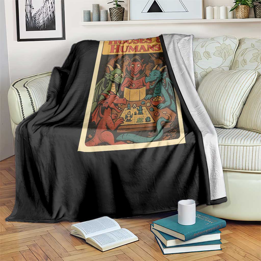 Houses and Humans Fantasy Tabletop Game Throw Blanket Retro RPG Dragons Board Game Roleplay Fans TS02 Print Your Wear