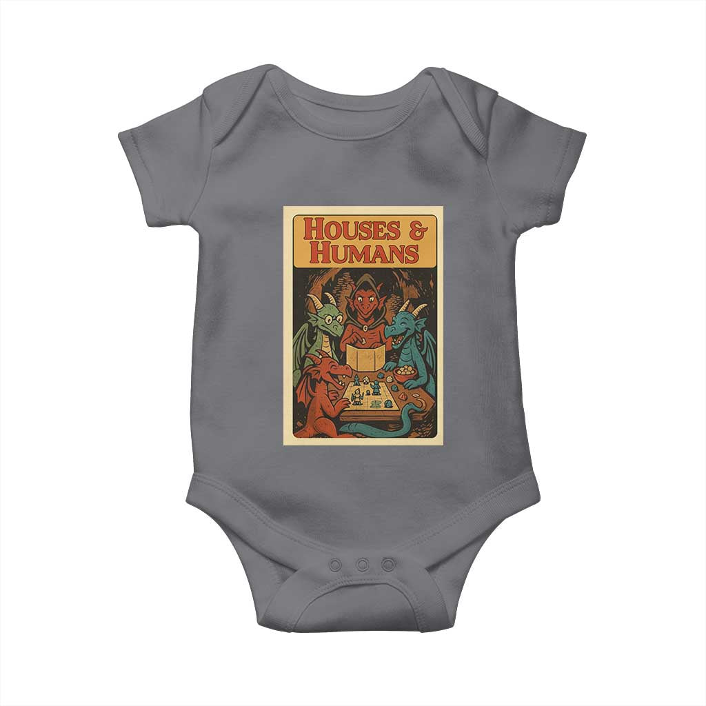 Houses and Humans Fantasy Tabletop Game Baby Onesie Retro RPG Dragons Board Game Roleplay Fans TS02 Charcoal Print Your Wear