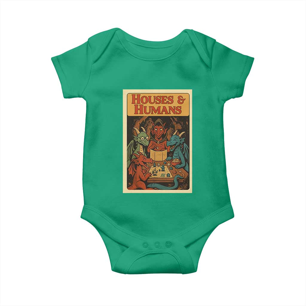 Houses and Humans Fantasy Tabletop Game Baby Onesie Retro RPG Dragons Board Game Roleplay Fans TS02 Irish Green Print Your Wear