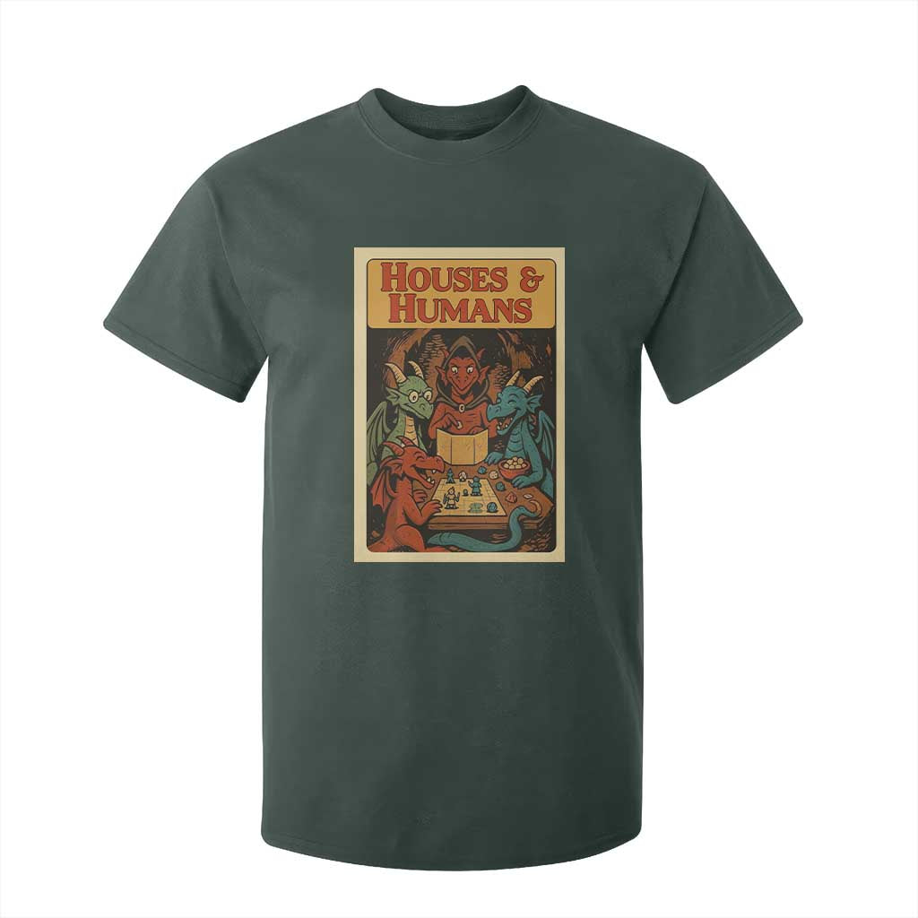 Houses and Humans Fantasy Tabletop Game T Shirt For Kid Retro RPG Dragons Board Game Roleplay Fans TS02 Dark Forest Green Print Your Wear