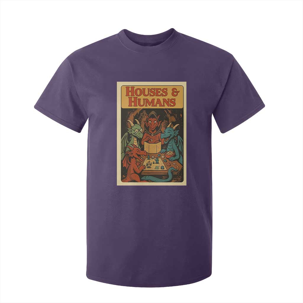 Houses and Humans Fantasy Tabletop Game T Shirt For Kid Retro RPG Dragons Board Game Roleplay Fans TS02 Purple Print Your Wear