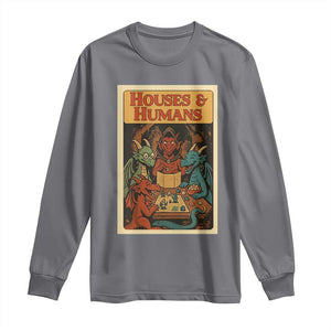 Houses and Humans Fantasy Tabletop Game Long Sleeve Shirt Retro RPG Dragons Board Game Roleplay Fans TS02 Charcoal Print Your Wear