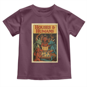Houses and Humans Fantasy Tabletop Game Toddler T Shirt Retro RPG Dragons Board Game Roleplay Fans TS02 Maroon Print Your Wear
