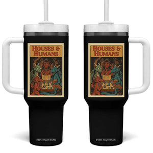 Houses and Humans Fantasy Tabletop Game Tumbler With Handle Retro RPG Dragons Board Game Roleplay Fans TS02 One Size: 40 oz Black Print Your Wear