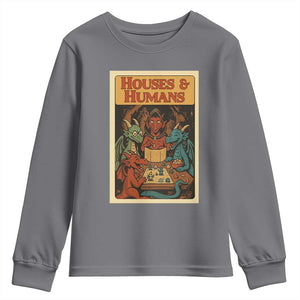 Houses and Humans Fantasy Tabletop Game Youth Sweatshirt Retro RPG Dragons Board Game Roleplay Fans TS02 Charcoal Print Your Wear