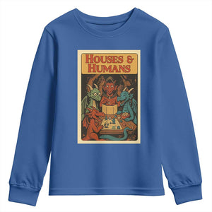 Houses and Humans Fantasy Tabletop Game Youth Sweatshirt Retro RPG Dragons Board Game Roleplay Fans TS02 Royal Blue Print Your Wear