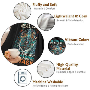 Is This the Real Life RPG Parody Fantasy Dice Throw Blanket Funny Epic Tabletop Dungeon Roleplay Game Fans TS02 Print Your Wear