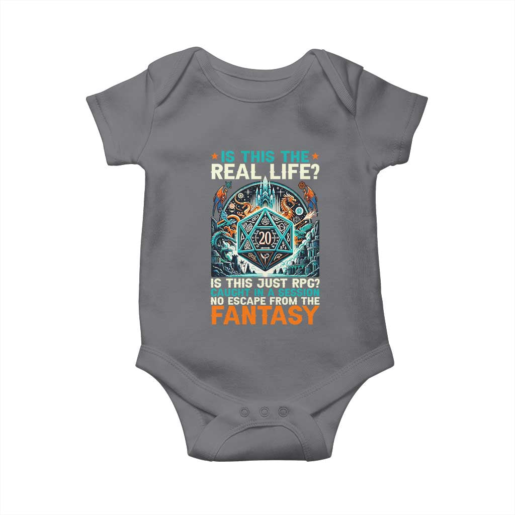 Is This the Real Life RPG Parody Fantasy Dice Baby Onesie Funny Epic Tabletop Dungeon Roleplay Game Fans TS02 Charcoal Print Your Wear
