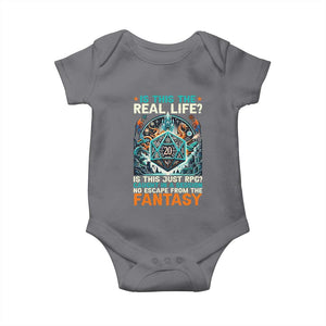 Is This the Real Life RPG Parody Fantasy Dice Baby Onesie Funny Epic Tabletop Dungeon Roleplay Game Fans TS02 Charcoal Print Your Wear