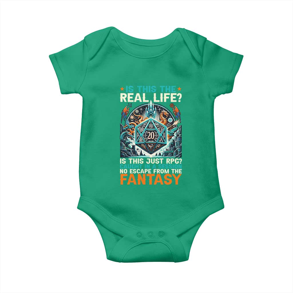 Is This the Real Life RPG Parody Fantasy Dice Baby Onesie Funny Epic Tabletop Dungeon Roleplay Game Fans TS02 Irish Green Print Your Wear