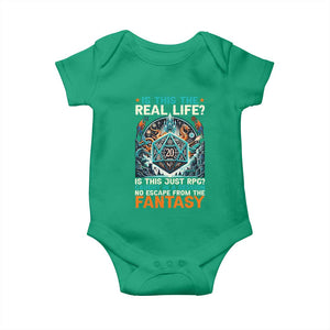 Is This the Real Life RPG Parody Fantasy Dice Baby Onesie Funny Epic Tabletop Dungeon Roleplay Game Fans TS02 Irish Green Print Your Wear
