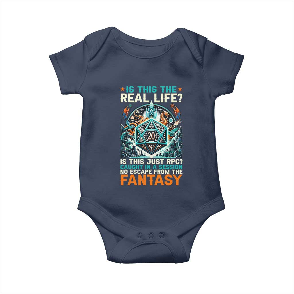 Is This the Real Life RPG Parody Fantasy Dice Baby Onesie Funny Epic Tabletop Dungeon Roleplay Game Fans TS02 Navy Print Your Wear