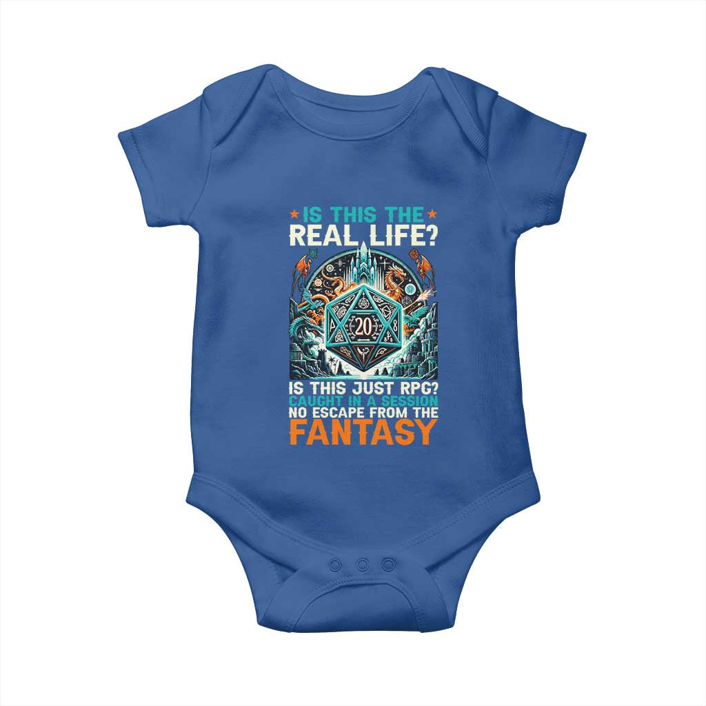 Is This the Real Life RPG Parody Fantasy Dice Baby Onesie Funny Epic Tabletop Dungeon Roleplay Game Fans TS02 Royal Blue Print Your Wear