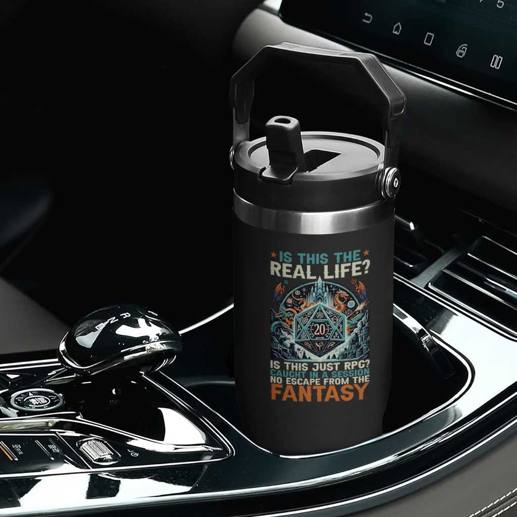 Is This the Real Life RPG Parody Fantasy Dice Flip Straw Tumbler Funny Epic Tabletop Dungeon Roleplay Game Fans TS02 Print Your Wear