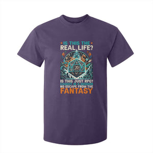 Is This the Real Life RPG Parody Fantasy Dice T Shirt For Kid Funny Epic Tabletop Dungeon Roleplay Game Fans TS02 Purple Print Your Wear