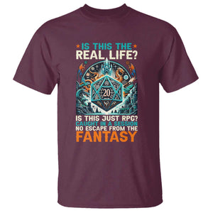 Is This the Real Life RPG Parody Fantasy Dice T Shirt Funny Epic Tabletop Dungeon Roleplay Game Fans TS02 Maroon Print Your Wear