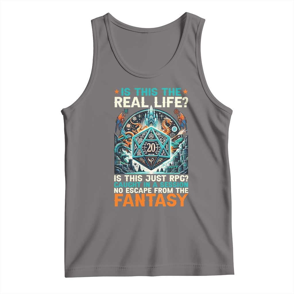 Is This the Real Life RPG Parody Fantasy Dice Tank Top Funny Epic Tabletop Dungeon Roleplay Game Fans TS02 Deep Heather Print Your Wear