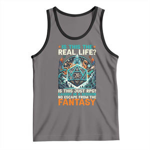 Is This the Real Life RPG Parody Fantasy Dice Tank Top Funny Epic Tabletop Dungeon Roleplay Game Fans TS02 Deep Heather Black Print Your Wear