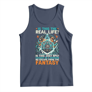 Is This the Real Life RPG Parody Fantasy Dice Tank Top Funny Epic Tabletop Dungeon Roleplay Game Fans TS02 Navy Print Your Wear