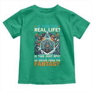 Is This the Real Life RPG Parody Fantasy Dice Toddler T Shirt Funny Epic Tabletop Dungeon Roleplay Game Fans TS02 Irish Green Print Your Wear