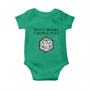 Dont Worry I Have a Plan Dice Humor Baby Onesie Funny Tabletop RPG Dungeon Roleplay Fans TS02 Irish Green Print Your Wear