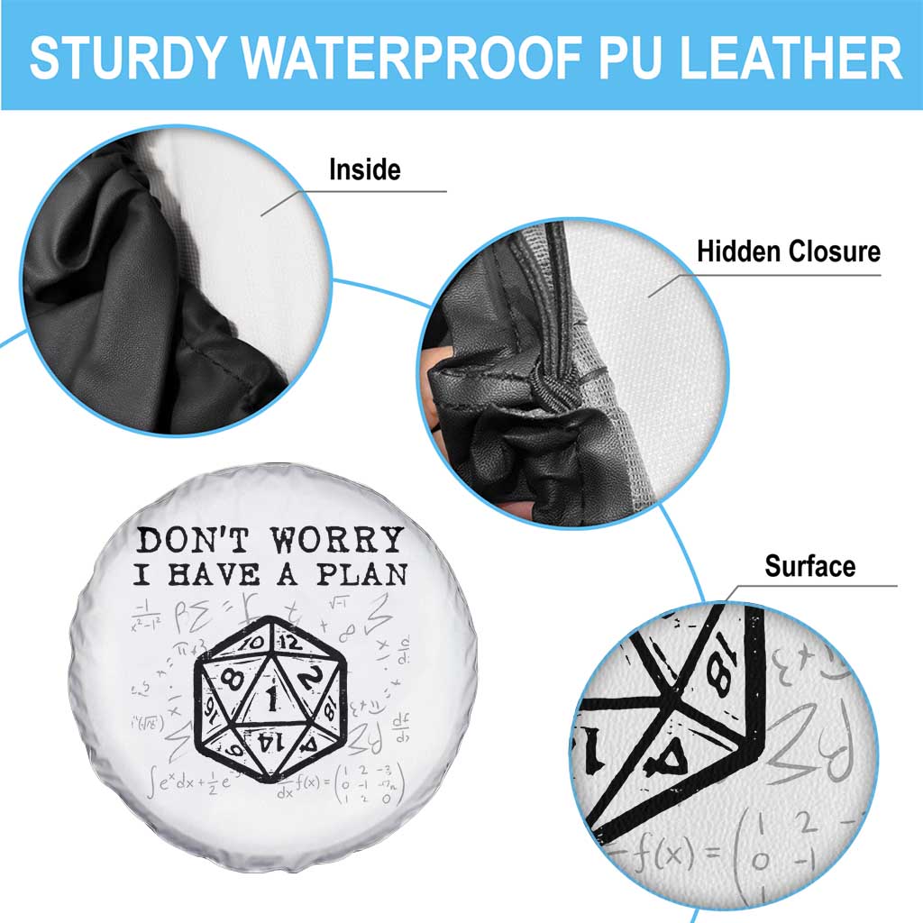 Dont Worry I Have a Plan Dice Humor Spare Tire Cover Funny Tabletop RPG Dungeon Roleplay Fans TS02 Print Your Wear