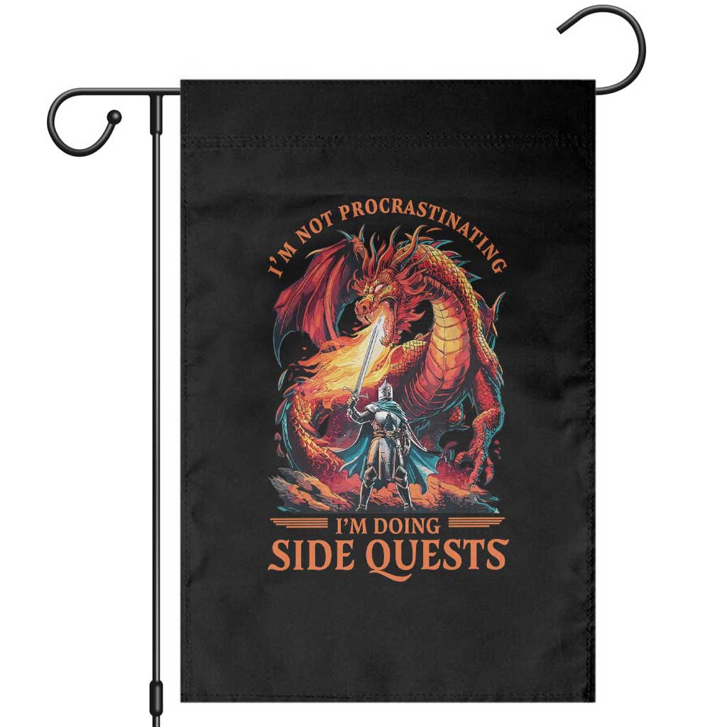 Im Not Procrastinating Im Doing Side Quests Garden Flag Fantasy Gamer Humor Epic Dragon RPG Adventure TS02 Black Print Your Wear