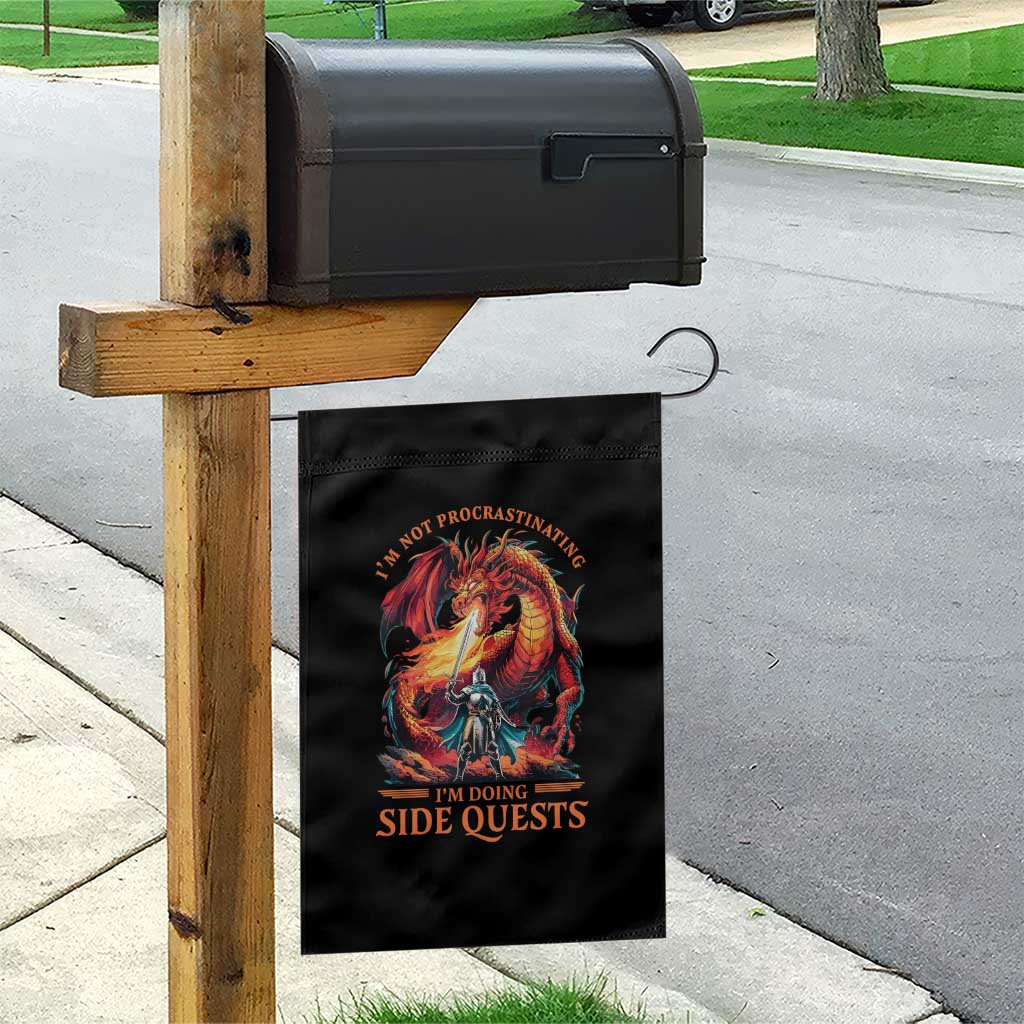 Im Not Procrastinating Im Doing Side Quests Garden Flag Fantasy Gamer Humor Epic Dragon RPG Adventure TS02 Print Your Wear
