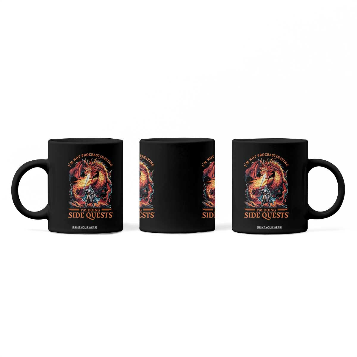 Im Not Procrastinating Im Doing Side Quests Coffee Mug Fantasy Gamer Humor Epic Dragon RPG Adventure TS02 Print Your Wear