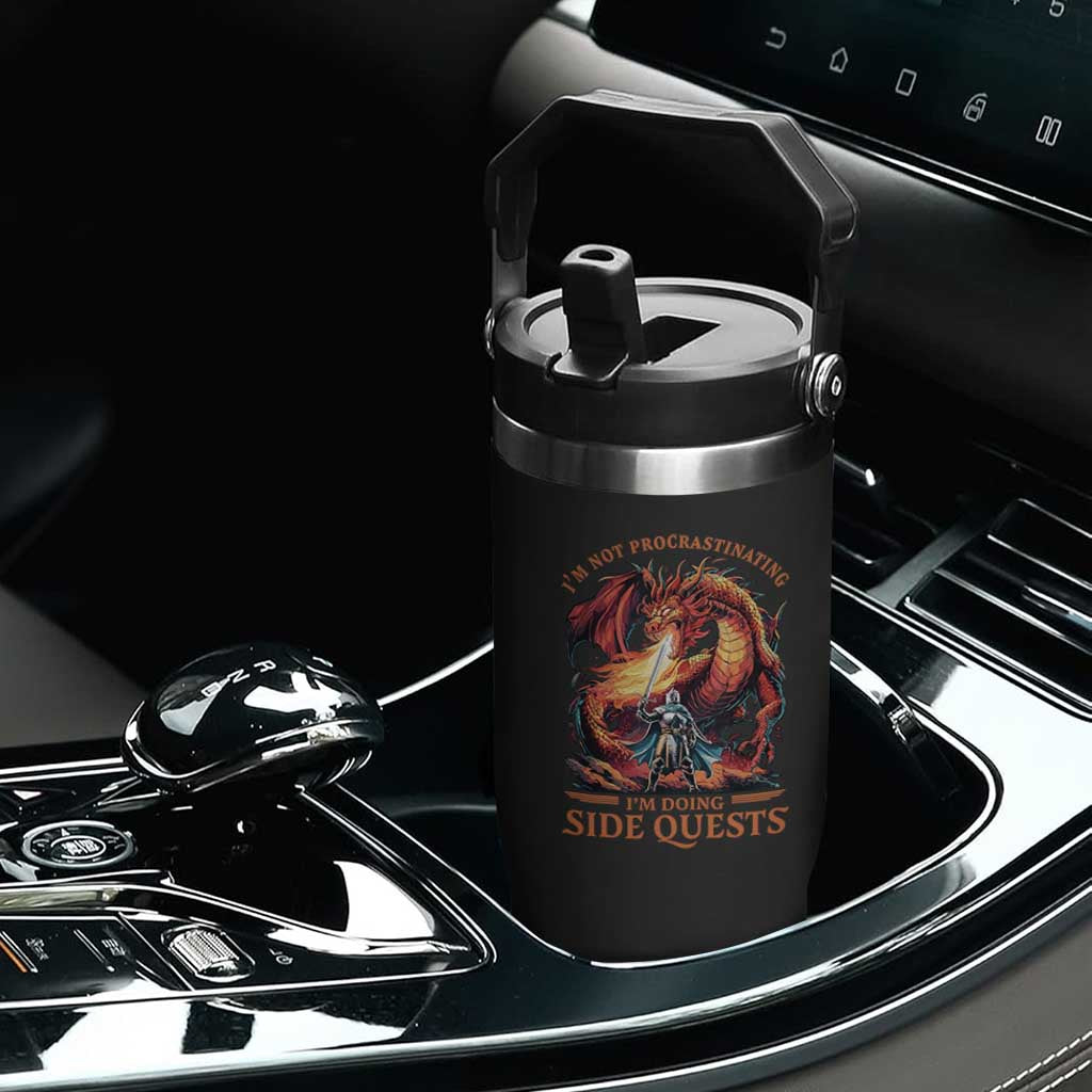 Im Not Procrastinating Im Doing Side Quests Flip Straw Tumbler Fantasy Gamer Humor Epic Dragon RPG Adventure TS02 Print Your Wear