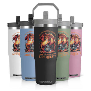 Im Not Procrastinating Im Doing Side Quests Flip Straw Tumbler Fantasy Gamer Humor Epic Dragon RPG Adventure TS02 Print Your Wear