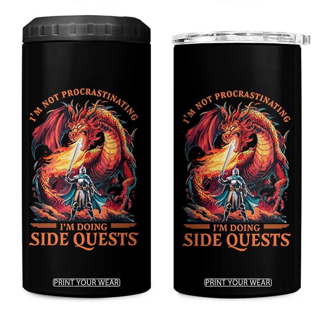 Im Not Procrastinating Im Doing Side Quests 4 in 1 Can Cooler Tumbler Fantasy Gamer Humor Epic Dragon RPG Adventure TS02 One Size: 16 oz Black Print Your Wear