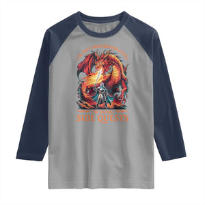 Im Not Procrastinating Im Doing Side Quests Raglan Shirt Fantasy Gamer Humor Epic Dragon RPG Adventure TS02 Sport Gray Navy Print Your Wear