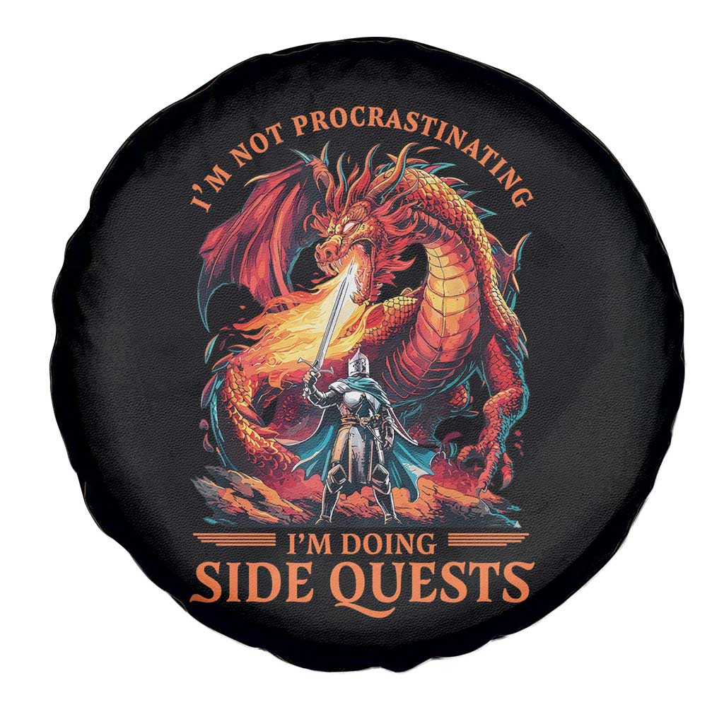 Im Not Procrastinating Im Doing Side Quests Spare Tire Cover Fantasy Gamer Humor Epic Dragon RPG Adventure TS02 Print Your Wear