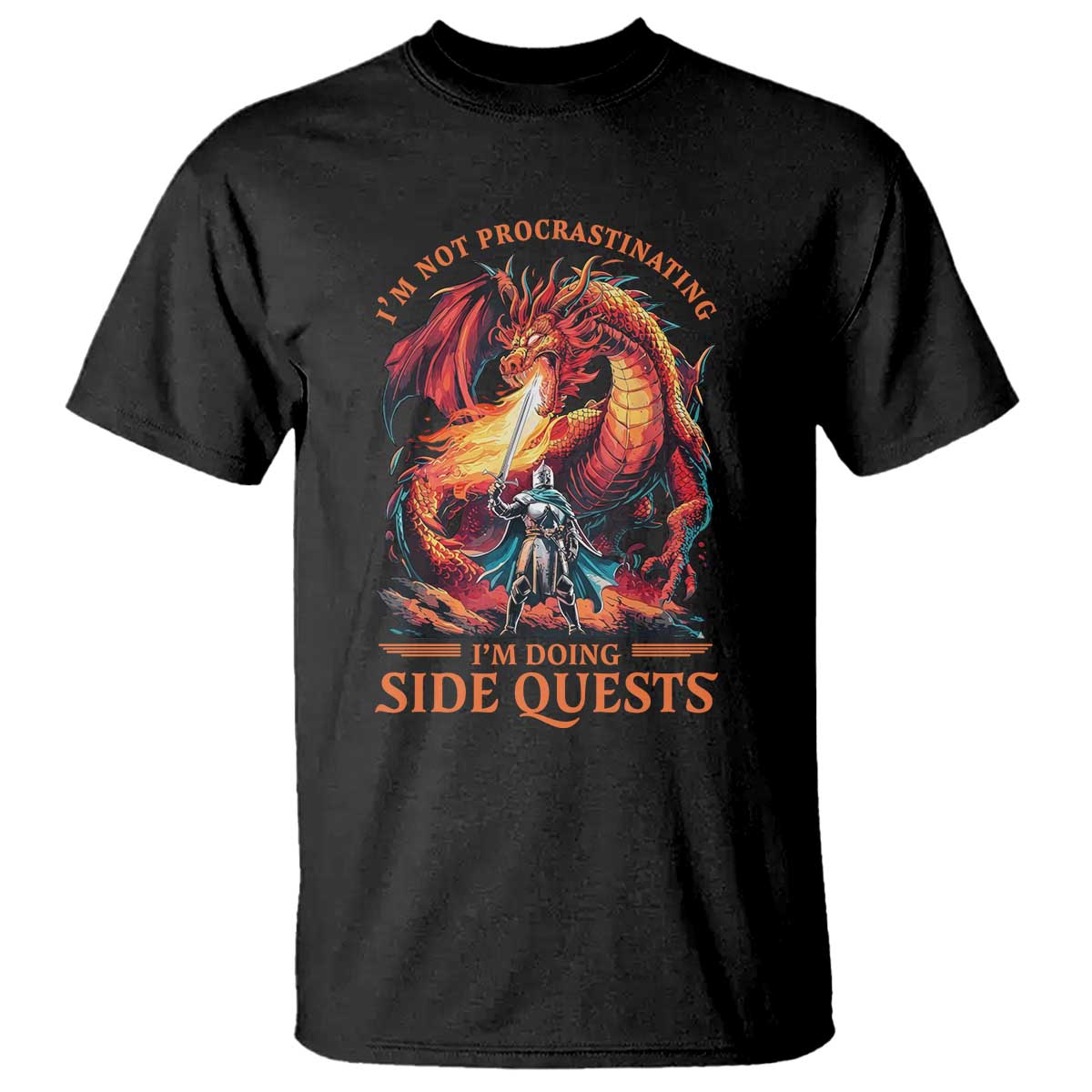 Im Not Procrastinating Im Doing Side Quests T Shirt Fantasy Gamer Humor Epic Dragon RPG Adventure TS02 Black Print Your Wear