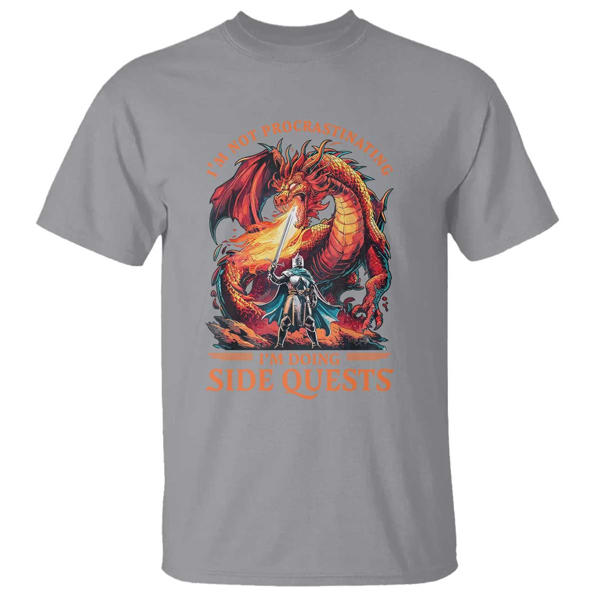 Im Not Procrastinating Im Doing Side Quests T Shirt Fantasy Gamer Humor Epic Dragon RPG Adventure TS02 Sport Gray Print Your Wear