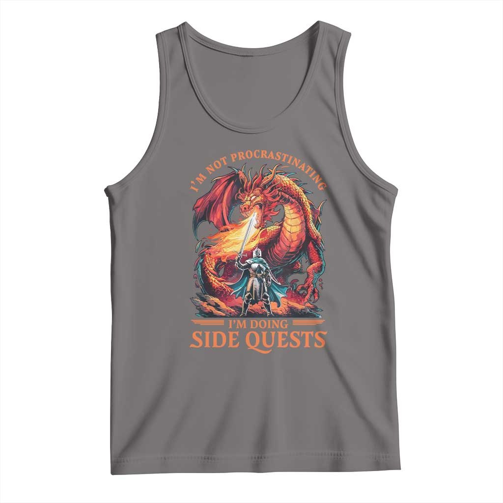 Im Not Procrastinating Im Doing Side Quests Tank Top Fantasy Gamer Humor Epic Dragon RPG Adventure TS02 Deep Heather Print Your Wear