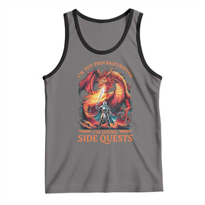Im Not Procrastinating Im Doing Side Quests Tank Top Fantasy Gamer Humor Epic Dragon RPG Adventure TS02 Deep Heather Black Print Your Wear