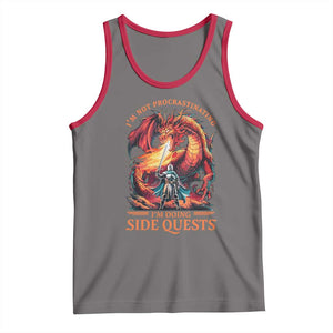 Im Not Procrastinating Im Doing Side Quests Tank Top Fantasy Gamer Humor Epic Dragon RPG Adventure TS02 Deep Heather Red Print Your Wear