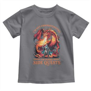 Im Not Procrastinating Im Doing Side Quests Toddler T Shirt Fantasy Gamer Humor Epic Dragon RPG Adventure TS02 Charcoal Print Your Wear