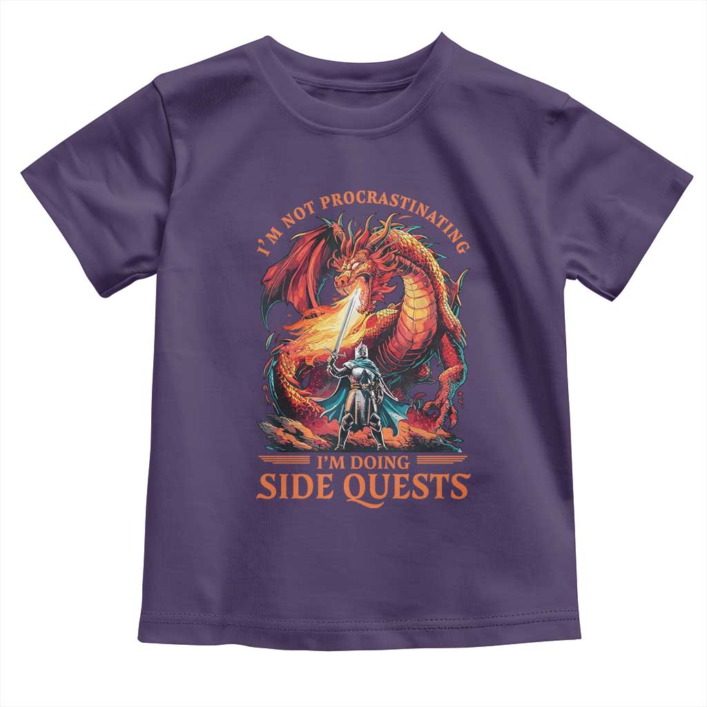 Im Not Procrastinating Im Doing Side Quests Toddler T Shirt Fantasy Gamer Humor Epic Dragon RPG Adventure TS02 Purple Print Your Wear