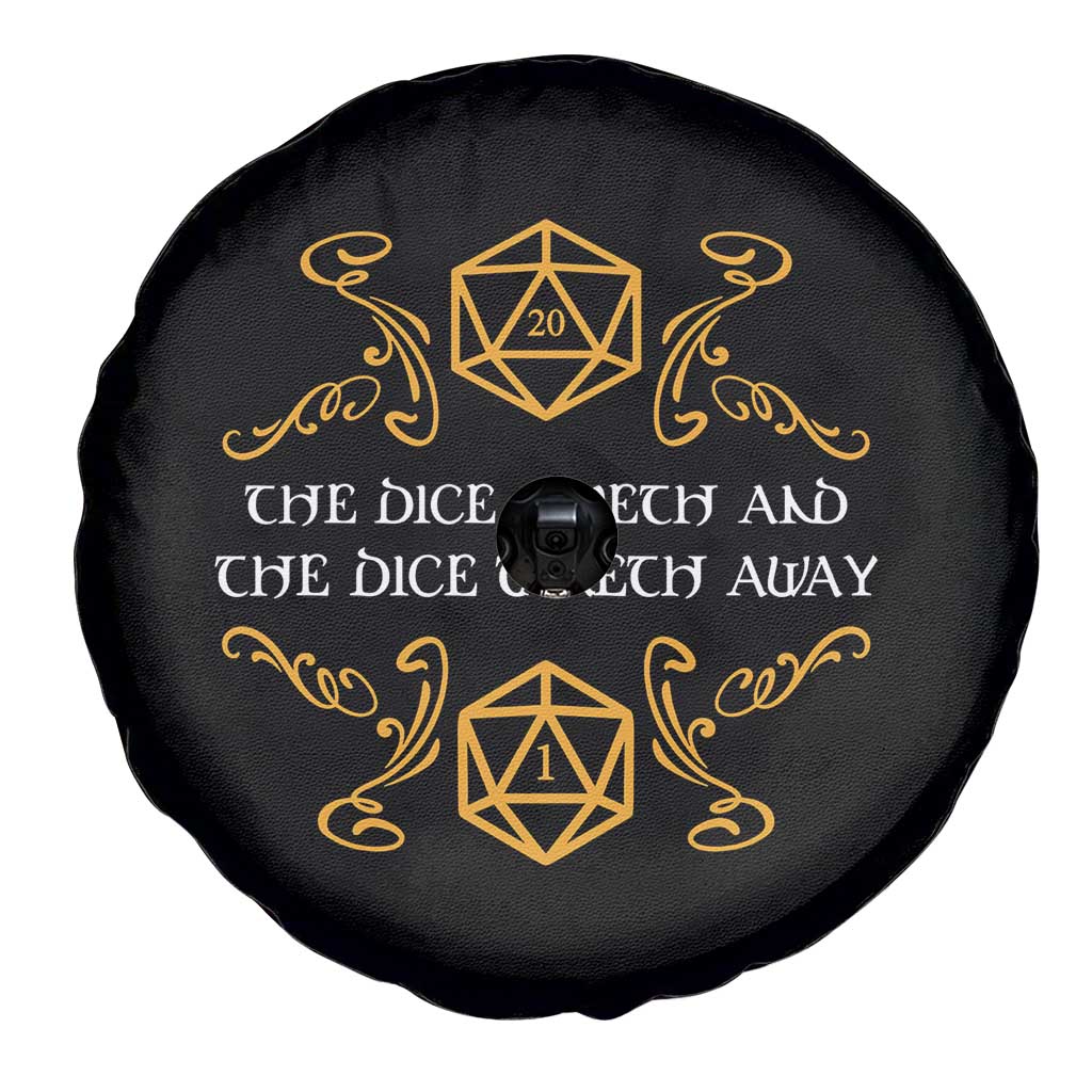 The Dice Giveth and the Dice Taketh Away RPG Quote Spare Tire Cover Classic Tabletop Dice Humor Fantasy Roleplay Fans TS02 Print Your Wear