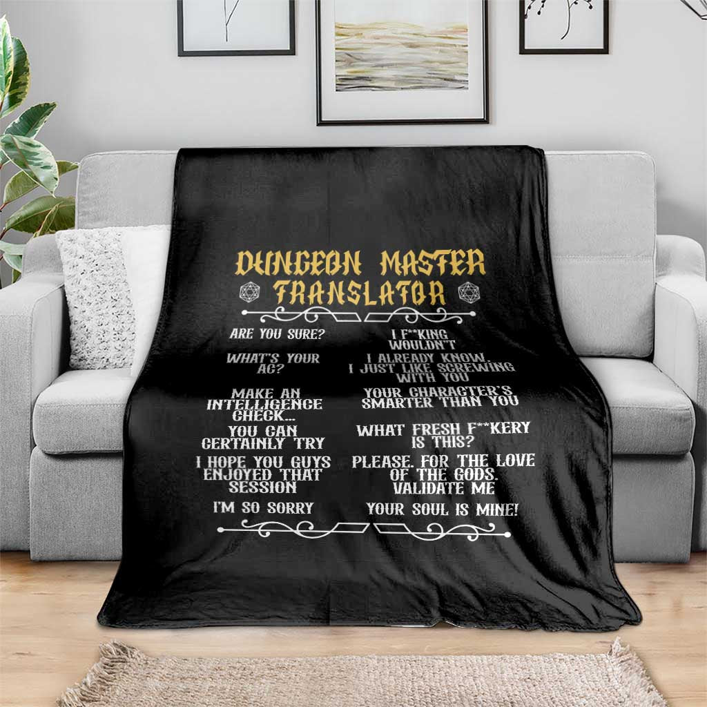 Dungeon Master Translator RPG Humor Throw Blanket Sarcastic Tabletop Roleplay Game Masters and Players TS02 Print Your Wear