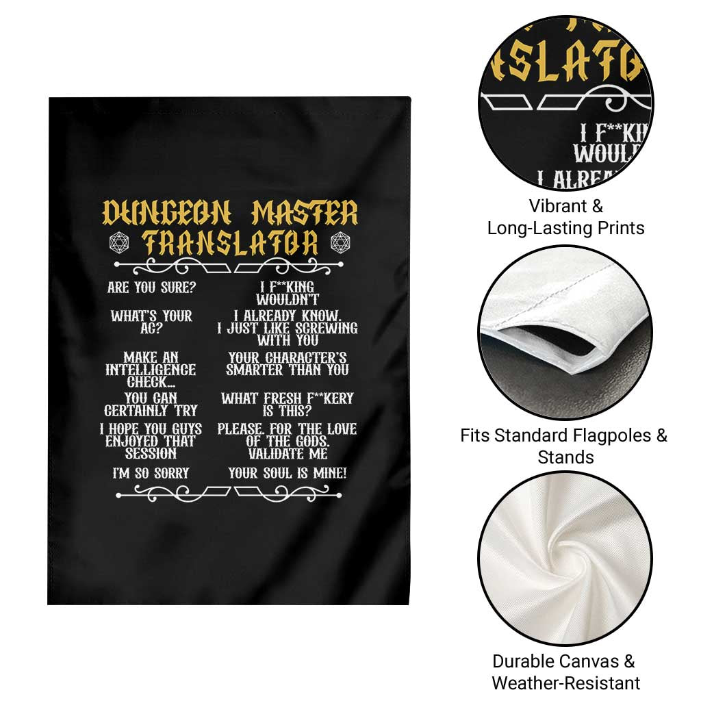 Dungeon Master Translator RPG Humor Garden Flag Sarcastic Tabletop Roleplay Game Masters and Players TS02 Print Your Wear
