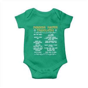 Dungeon Master Translator RPG Humor Baby Onesie Sarcastic Tabletop Roleplay Game Masters and Players TS02 Irish Green Print Your Wear